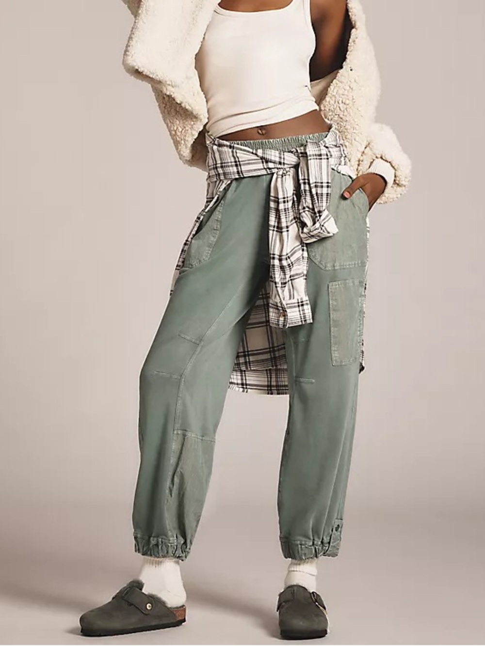 Anthropologie Daily Practice Dusty Sage Green Utility Joggers Killington Pant - Picture 1 of 6